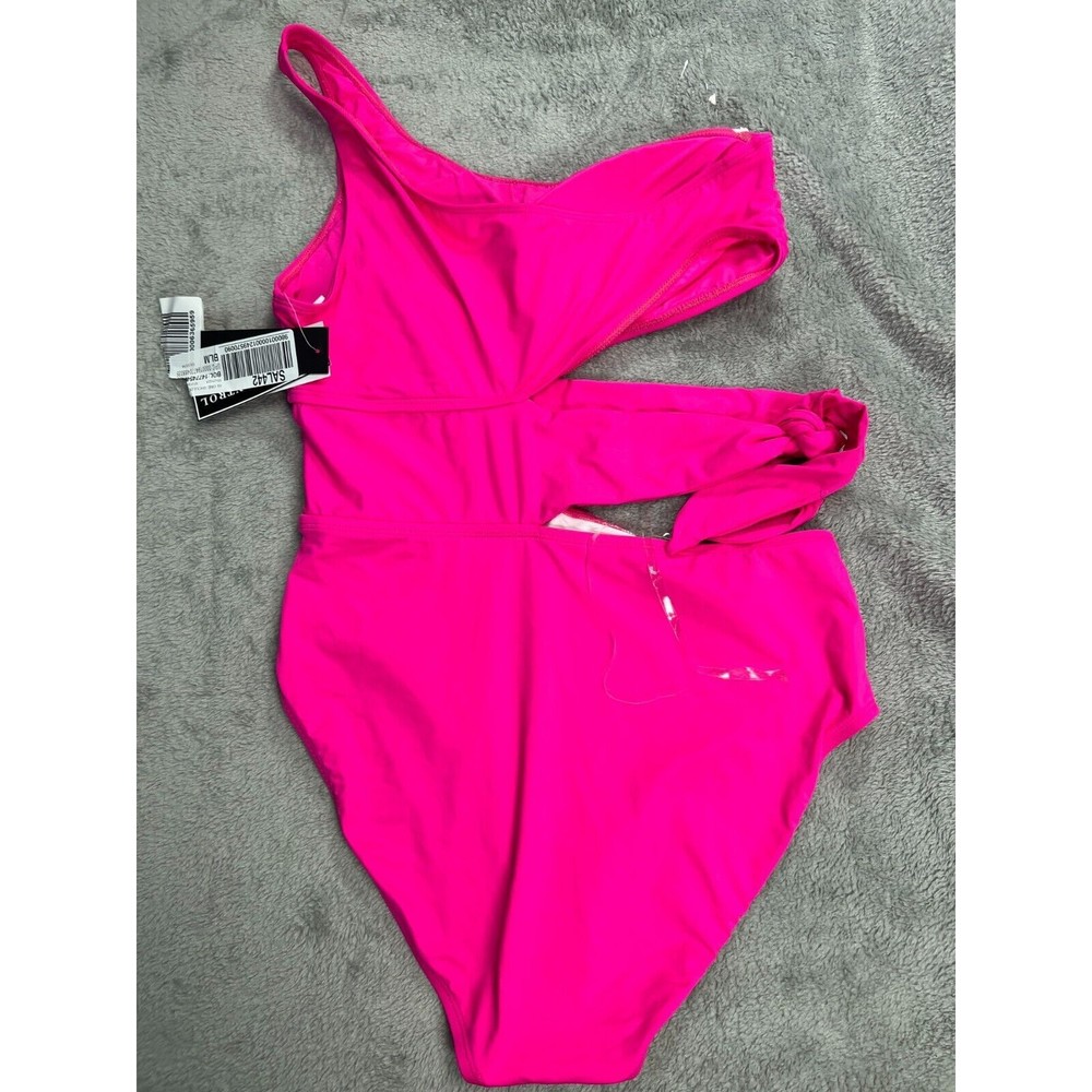 NWT LA Blanca Manhattan One Piece Swimsuit Cutout One Shoulder Womens 12 Pink 1 - Picture 4 of 5